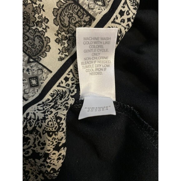 J Jill Dress Black Wearever Paisley Print 3/4 Sleeve Knee Length Pull On XSP - Picture 6 of 8